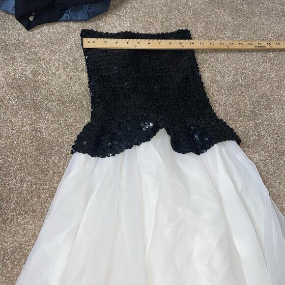 Vintage Rob Hill for Mister Jay sequined top chiffon bottom black/white SZ 7 - Picture 11 of 13